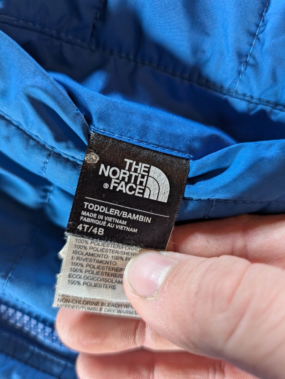 North Face Boys Kids  Puffer Winter Blue/Black FullZip Jacket Size 4t Reversible - Picture 8 of 8